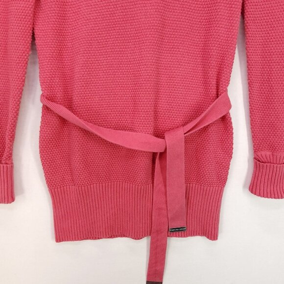 Armani Exchange Tunic Sweater Womens Large Crochet Belted Dress Wide Neck Coral - Picture 8 of 15